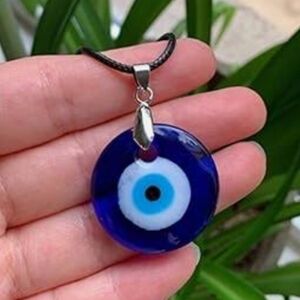 Blue Evil Eye Pendant Necklace Glad Rope Chain Mother Unisex Gifts For Him
